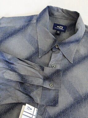 WILKE RODRIGUEZ Men's XL Blue/Gray Geometric Long Sleeve Button Up Shirt
